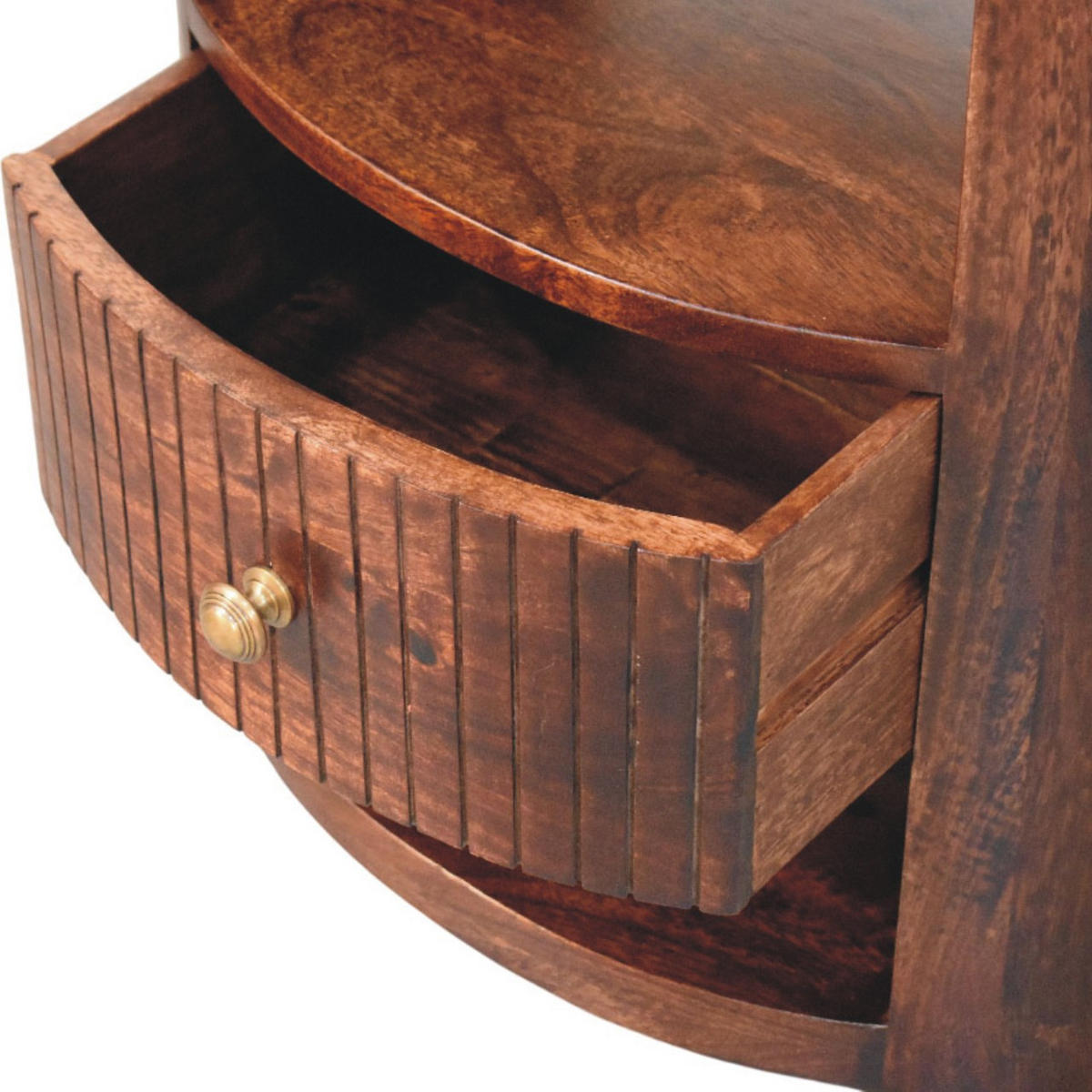 NACHTTISCH mit Wine-Wood-Oak-Finish, 1 Schublade, 2 offene Ablagen, rustikales Braun - Braun, Holz (50/55/35cm) - Artisan Furniture