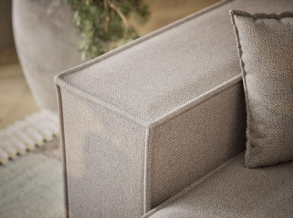 ECKSOFA MIT SCHLAFFUNKTION Moyo Beige Webstoff - Schwarz/Grau, Holz/Holzwerkstoff (255/148cm) - Maison de Reve