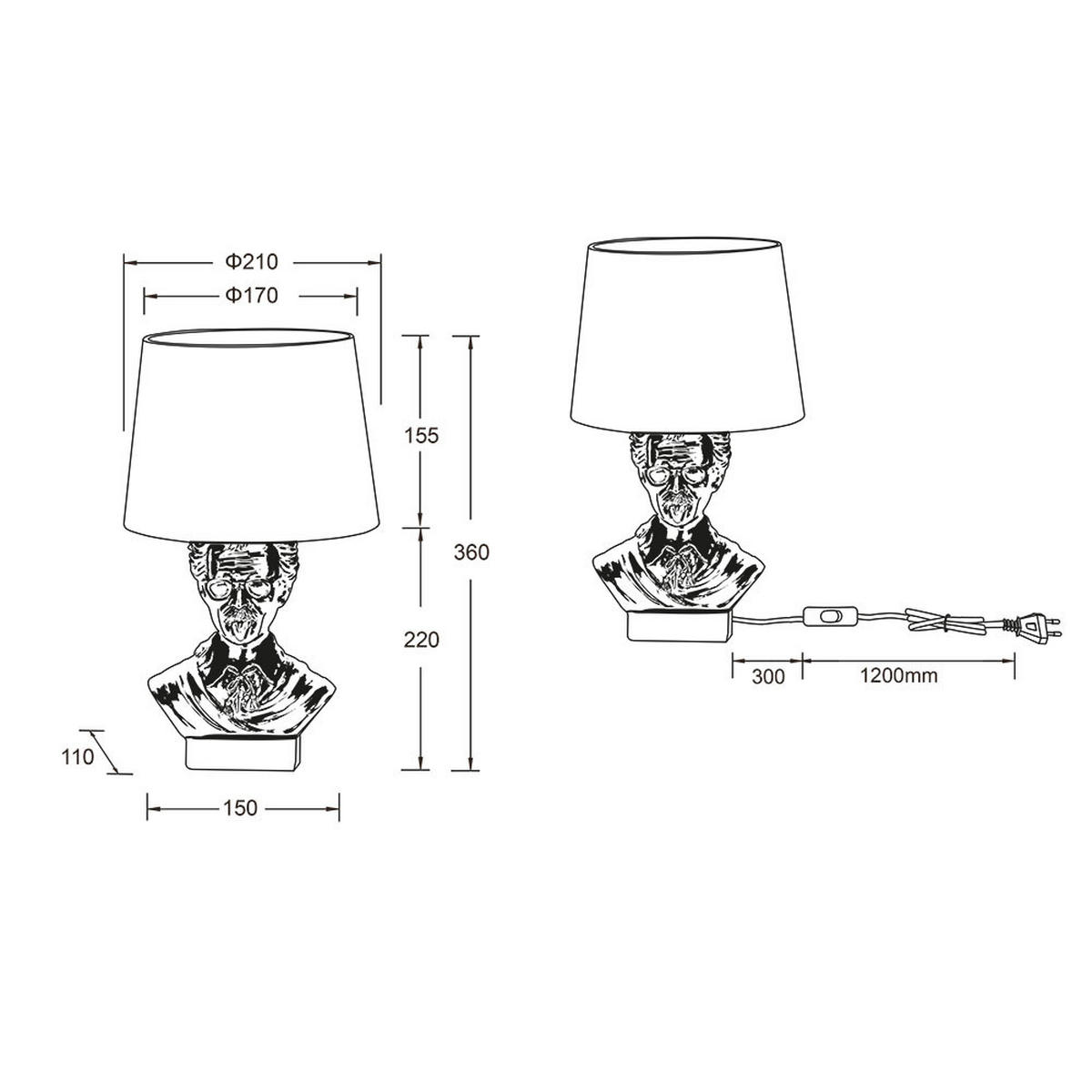 TISCHLEUCHTE ALBERT Gold Schwarz Keramik Stoff - Goldfarben, Textil (21/21/36cm)