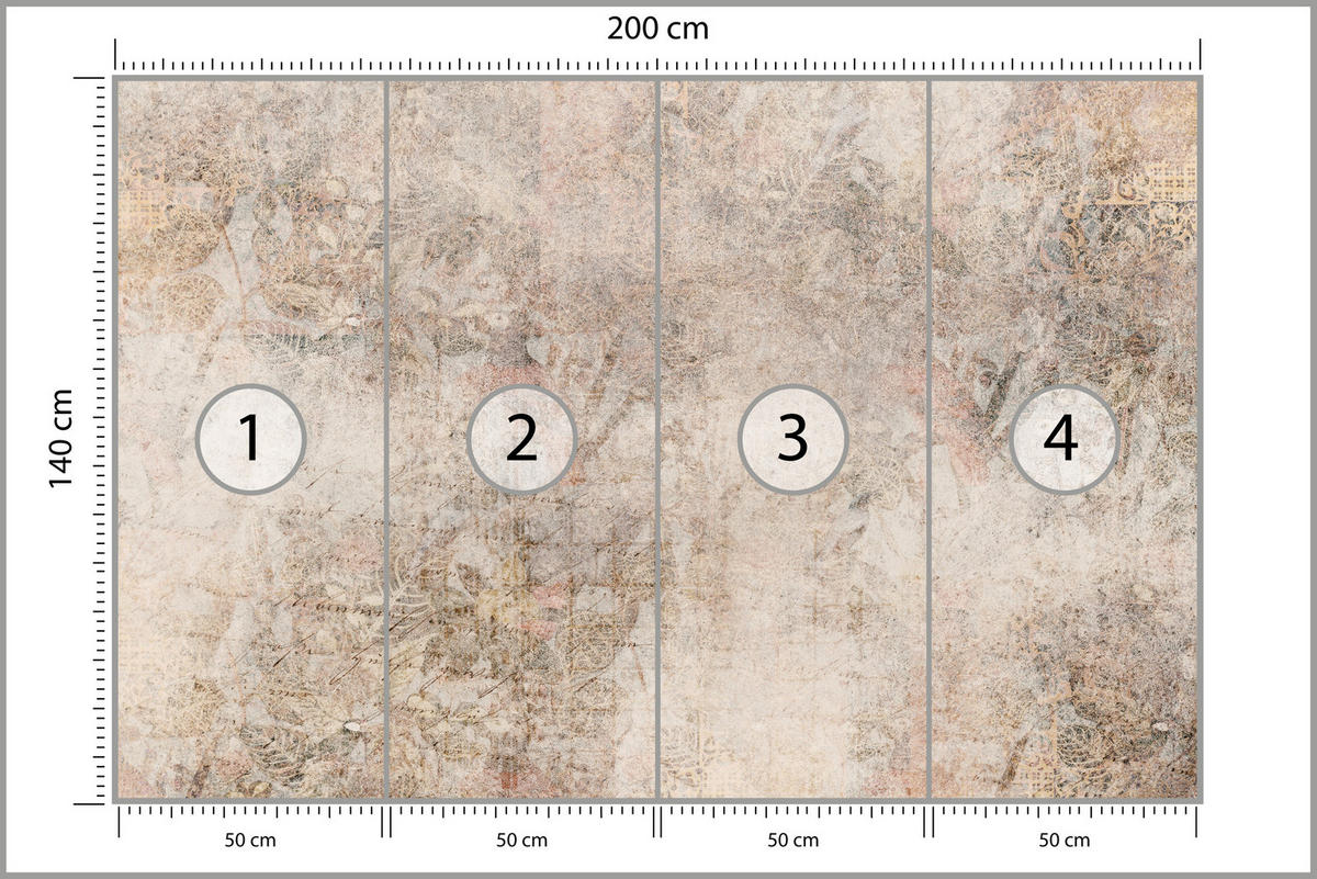 FOTOTAPETE für Schlafzimmer Abstrakte Mosaik Ornamente Beton Modern 200x140 - Beige/Braun, Papier (200/140cm) - Muralo