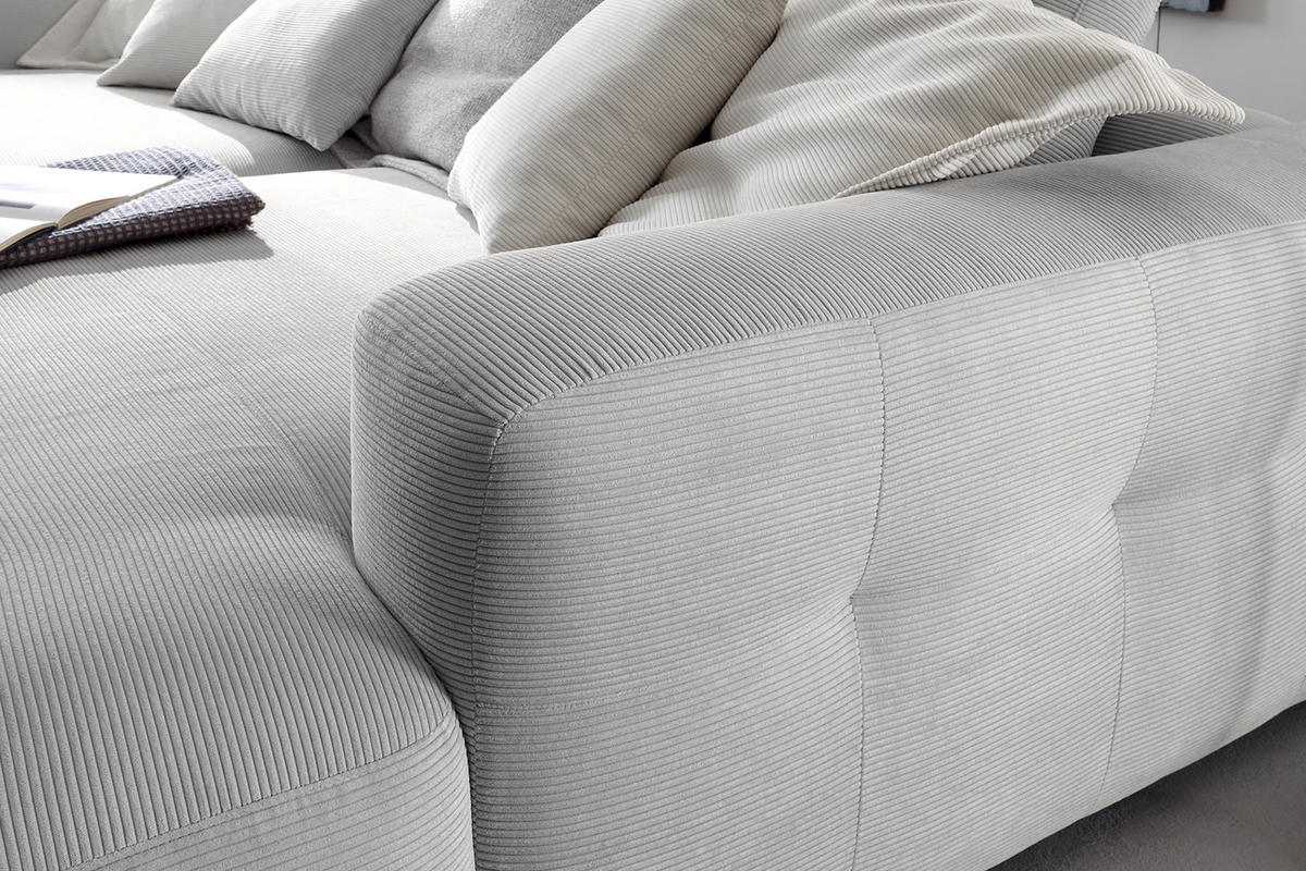 BIG SOFA MIKA Silber Cord - Silberfarben/Schwarz, Kunststoff/Textil (300/86/167cm) - KAWOLA