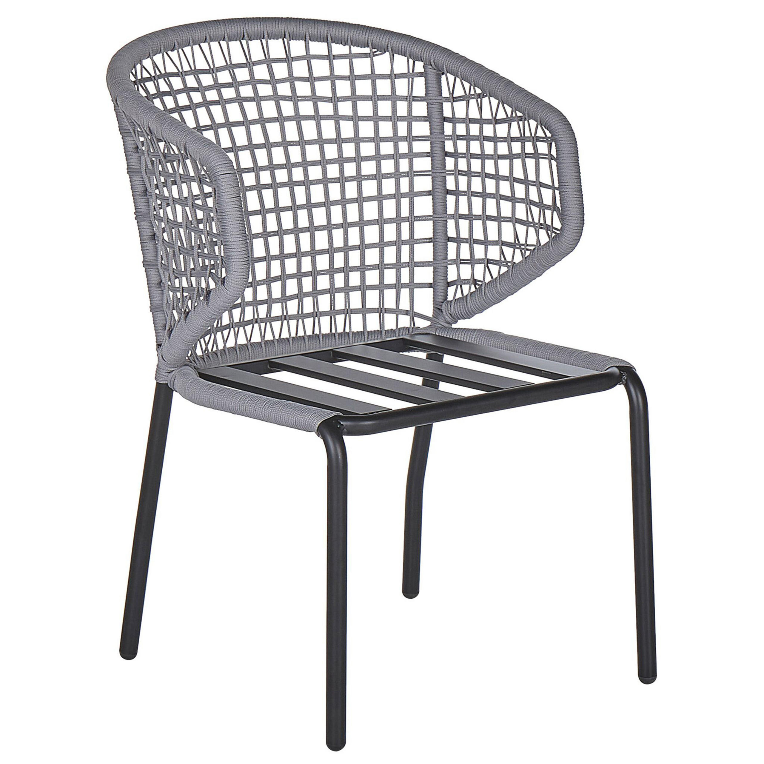 GARTENSTUHL 2er-Set Aluminium schwarz/grau Palmi - Schwarz/Grau, Metall (50/81/50cm) - Beliani