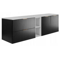 WASCHBECKUNTERSCHRANK FLOW mit Regal + Platte Schwarz matt 160/57/46 cm - Schwarz, Holzwerkstoff (160/57/46cm) - Rodan