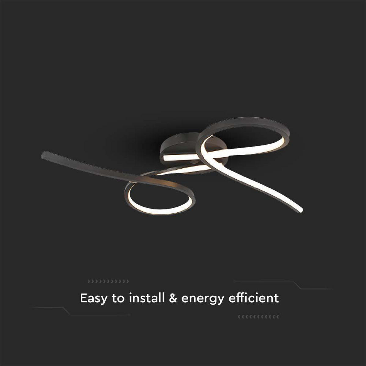 LED DECKENLEUCHTE Aluminium Schwarz - Schwarz, Metall (61/36/12cm)