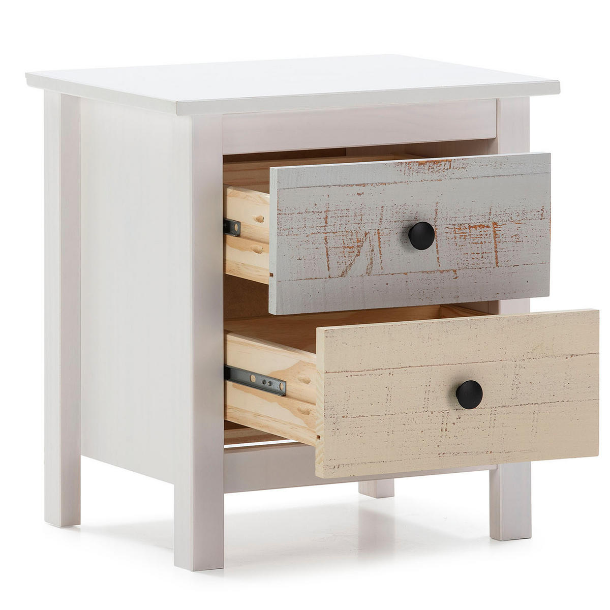 NACHTTISCH Magda 2 Schubladen - Weiß, Holz (46/49/35cm) - VS Venta-stock