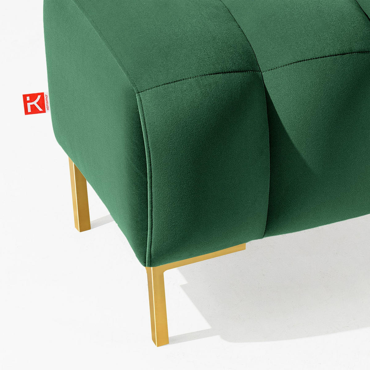 SITZHOCKER Polsterhocker PECCO, Veloursstoff - Dunkelgrün/Goldfarben, Holz/Textil (60/50/50cm) - KONSIMO®