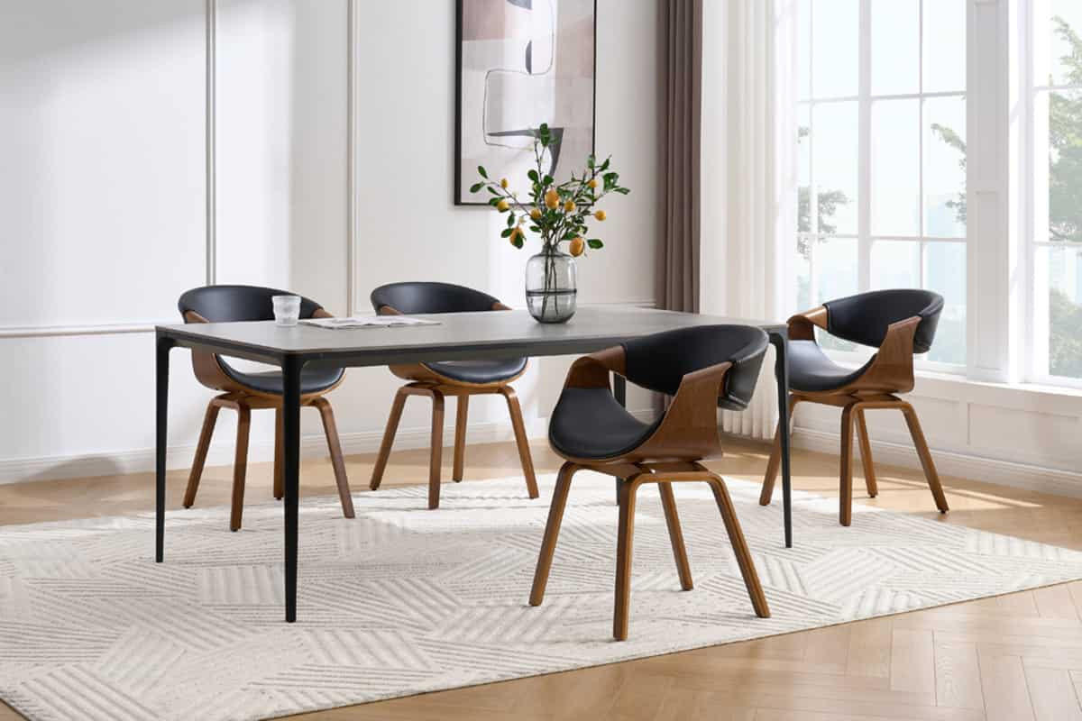 STUHL ORGANIC Kunstleder Schwarz 80 cm - Walnussfarben/Schwarz, Holz/Holzwerkstoff (55/79/57cm) - riess-ambiente