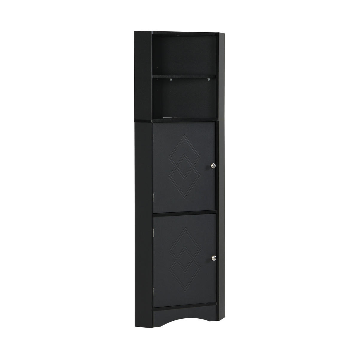 BADSCHRANK Eckschrank mit Ablagefächern 36,5 x 36,5 x 155 cm Schwarz - Schwarz, Holzwerkstoff (36.5/155/36.5cm) - Beauniv