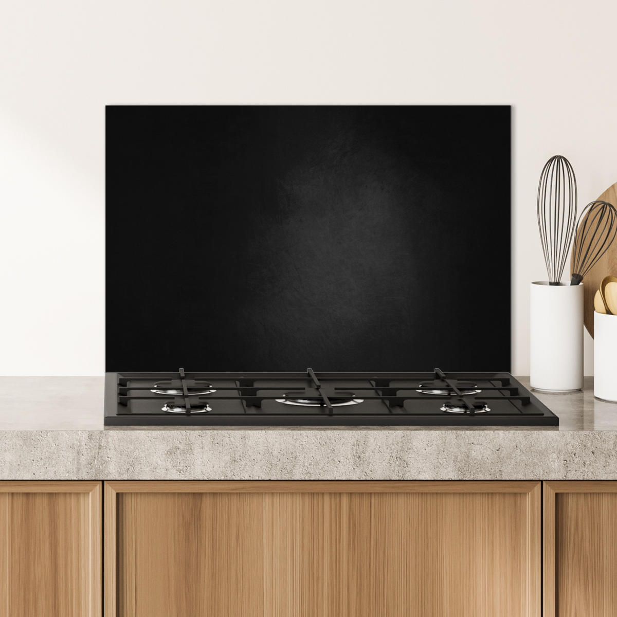 SPRITZSCHUTZ KÜCHE Beton - Schwarz - Grau - Strukturiert - Industriell 70x50 cm - Graphitfarben, Metall (70/0.3/50cm) - MuchoWow