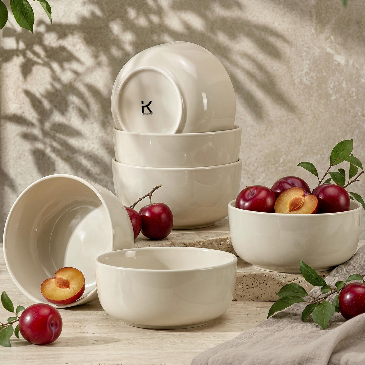 SCHÜSSEL-SET VICTO 6 Personen 6-tlg - Beige, Keramik - KONSIMO®