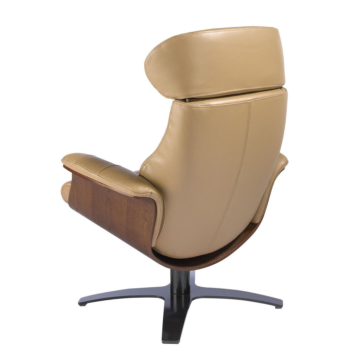 SANDFARBENER Leder-Drehsessel 80/84/100 cm - Sandfarben/Greige, Leder/Holz (80/100/84cm) - ANGEL CERDA