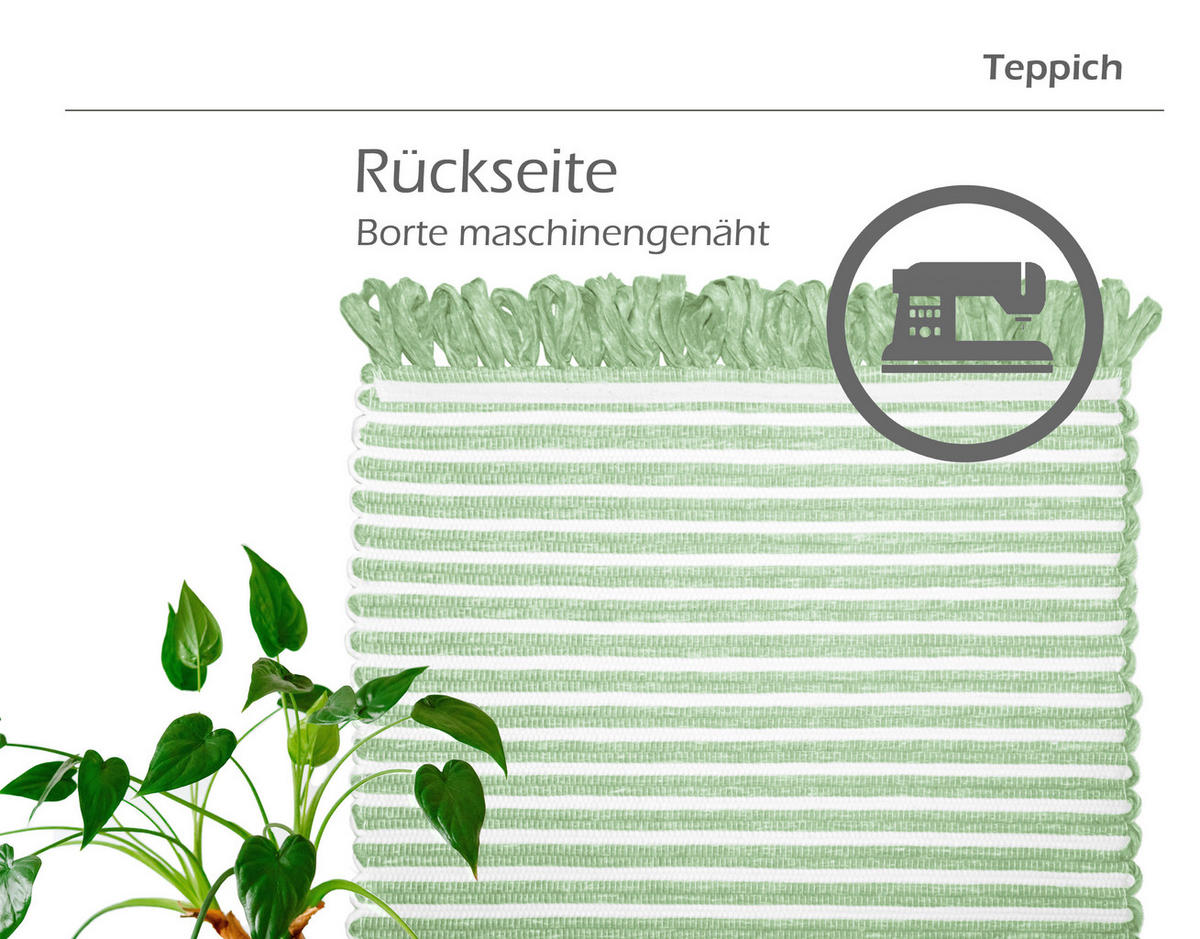 HANDGEWEBTER Läufer 50x70 cm Lindgrün - Hellgrün, Naturmaterialien/Textil (50/70cm) - Lashuma