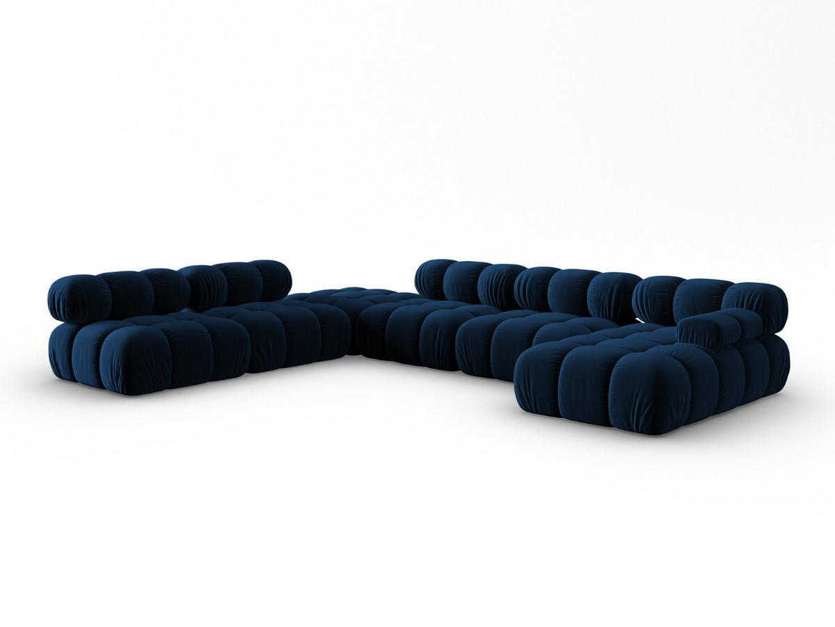 MODULARES-PANORAMASOFA links Bellis aus Samt königsblau 7 Sitzplätze - Blau, Textil (282/63/379cm) - Micadoni