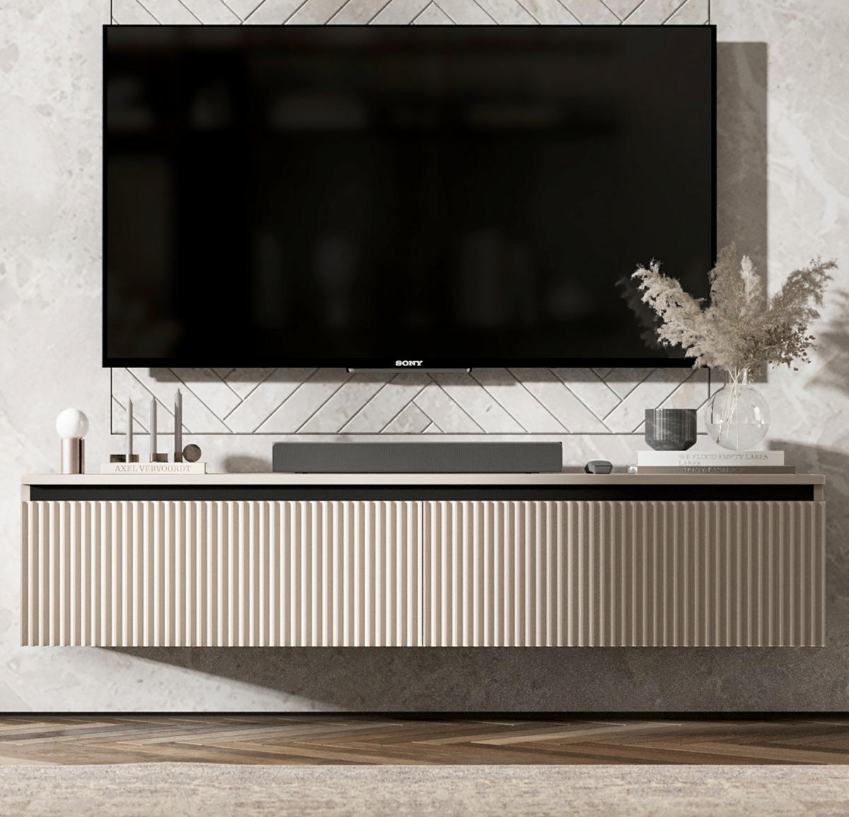 TV-SCHRANK Selene Kaschmir matt Glamour 140 cm - Kaschmir, Holzwerkstoff (140/30/35cm) - Meble Lindner