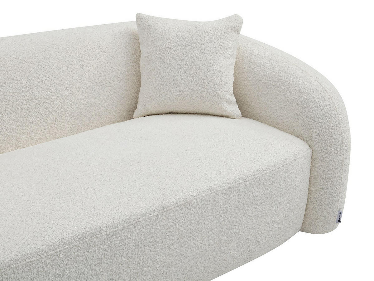 SOFA 3-Sitzer - Bouclé Stoff Weiß - LAPIOTA - Weiß, Textil (220/75/91cm) - Vente-Unique