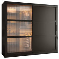 SCHWEBETÜRENSCHRANK 200/200/62 2-türig - Schwarz, Holz/Kunststoff (200/200/62cm) - Abiks Möbel
