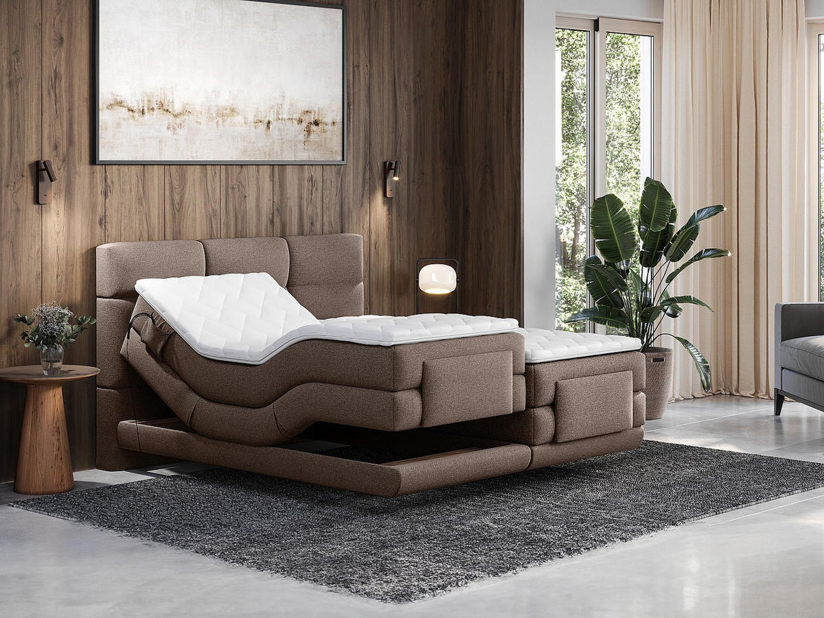 BOXSPRINGBETT - 2 Personen - stoff - braun Lodi - Braun, Textil (90/200cm) - Vente-Unique