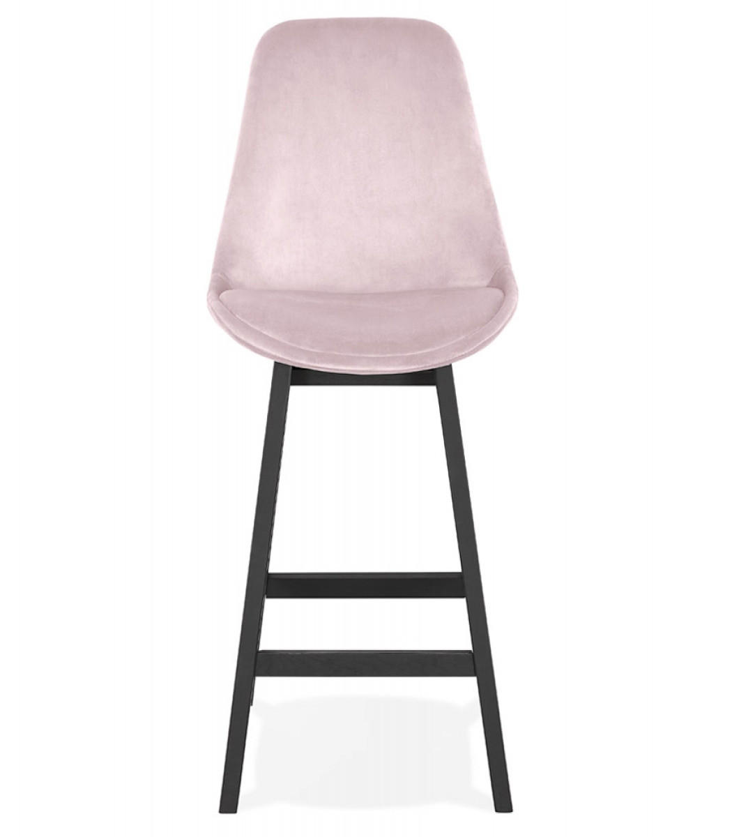 BARHOCKER mittelhoch mit Samt Sitz MORISS, Rosa-Schwarz 48x56x103 cm - Pink/Schwarz, Eichenholz/Holz (48/103/56cm) - KADIMA DESIGN