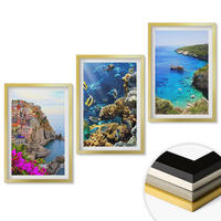 WANDBILDER 3er Set - 40x60 cm Goldrahmen - Meerblick, farbenfrohe Häuser - Goldfarben, Kunststoff (40/60cm) - ArtPrintCave