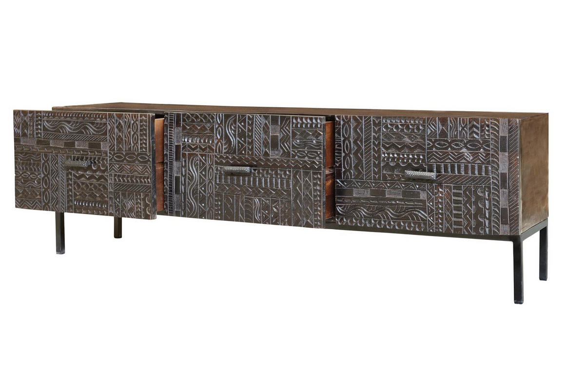 TV-SCHRANK aus Mangoholz - Dunkelbraun, Holz (180/56/40cm) - Giner y Colomer