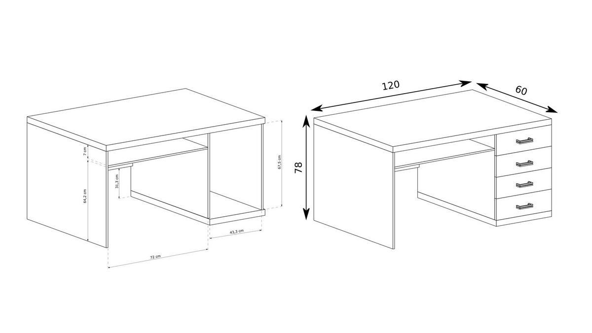 SCHREIBTISCH YASUO 120x60x78 cm Bürotisch Computertisch, Eichefarben - Eichefarben, Holzwerkstoff (60/120/78cm) - MASSENO