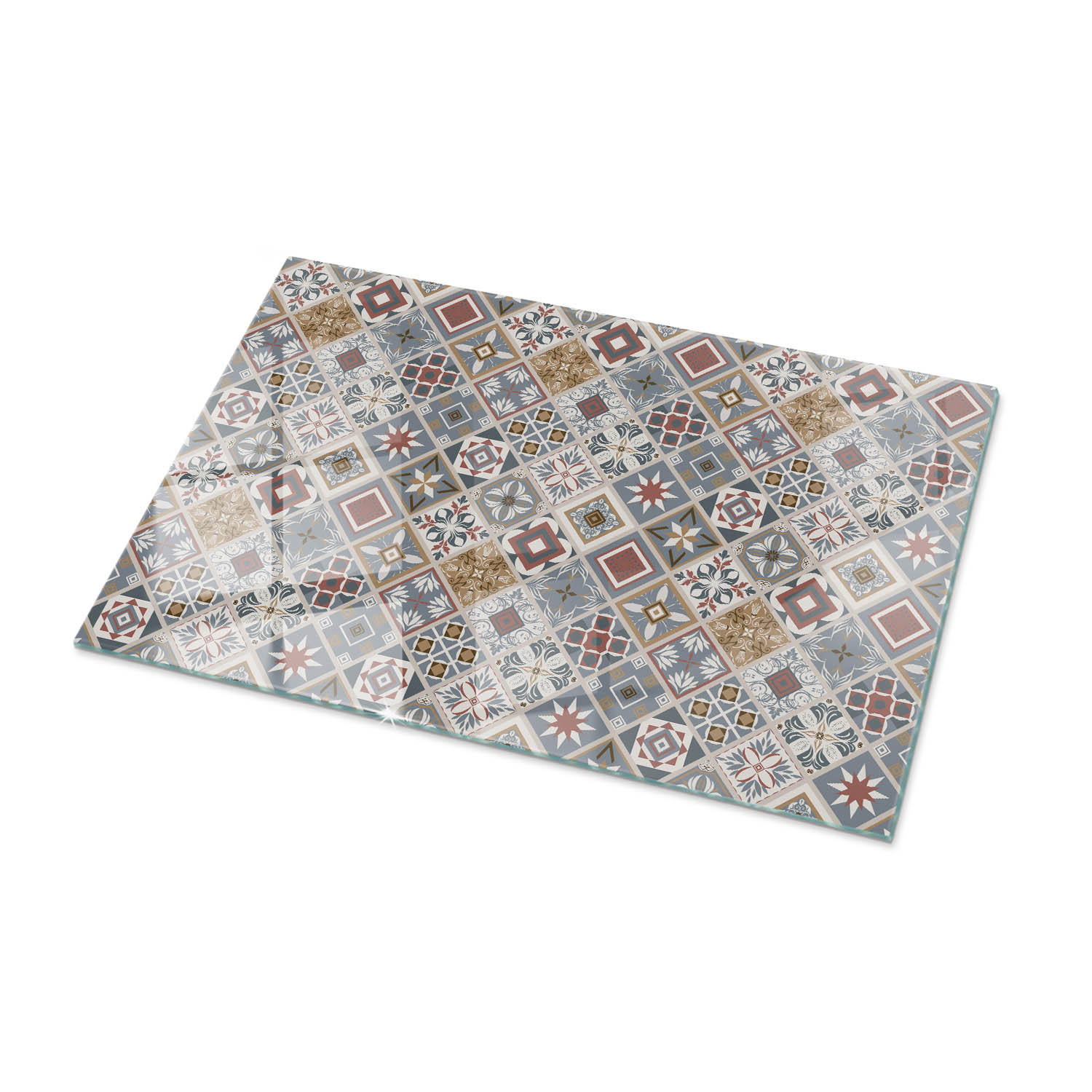 TISCHPLATTE 100x70 cm Mosaikmuster mit Ornamenten - Multicolor/Grau, Glas (100/70/0.4cm) - TULUP