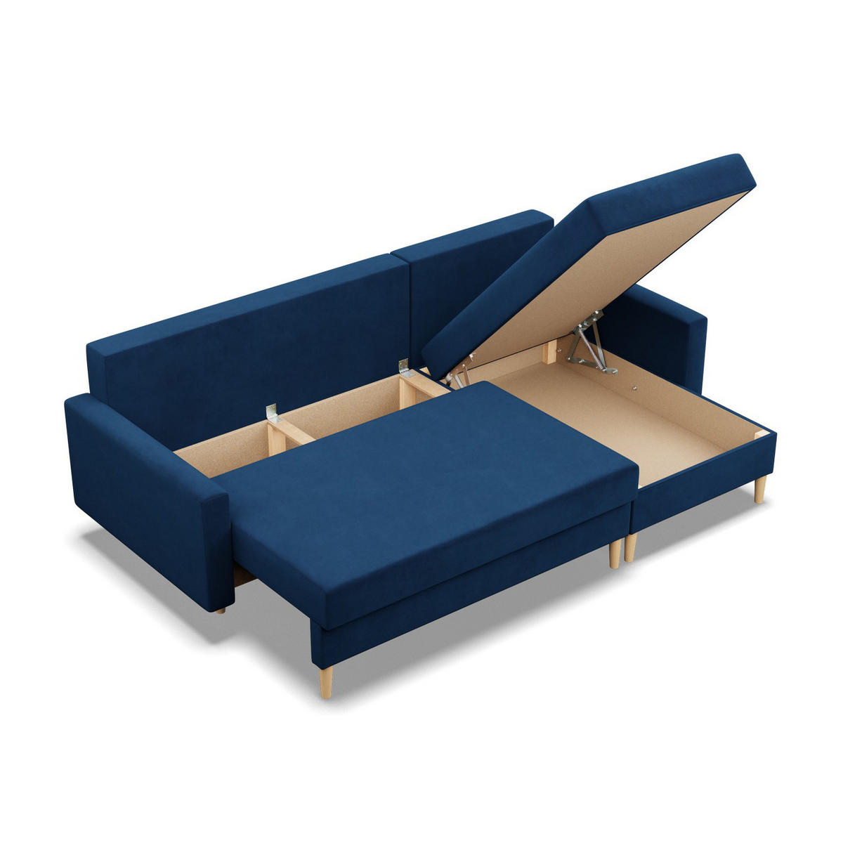 ECKSOFA MIT SCHLAFFUNKTION BLANK, Dunkelblau - Blau, Textil (223/140cm) - Mebligo