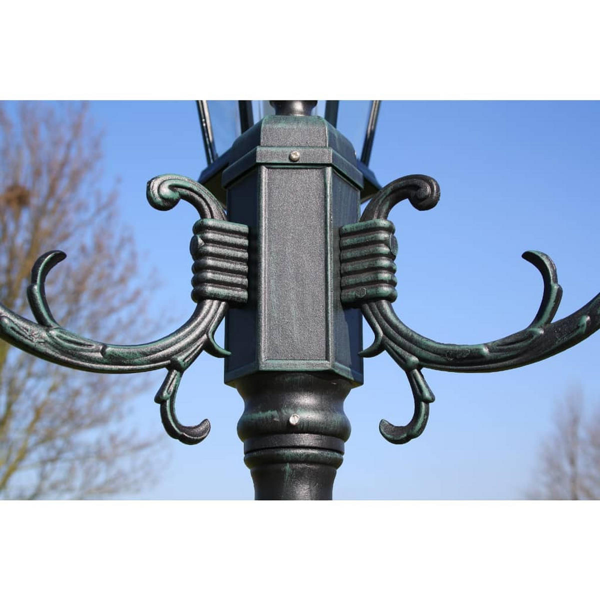 GARTENLATERNE 2-Flammig 230 Cm Dunkelgrün/Schwarz Aluminium - Dunkelgrün, Metall (67/26/230cm) - vidaXL
