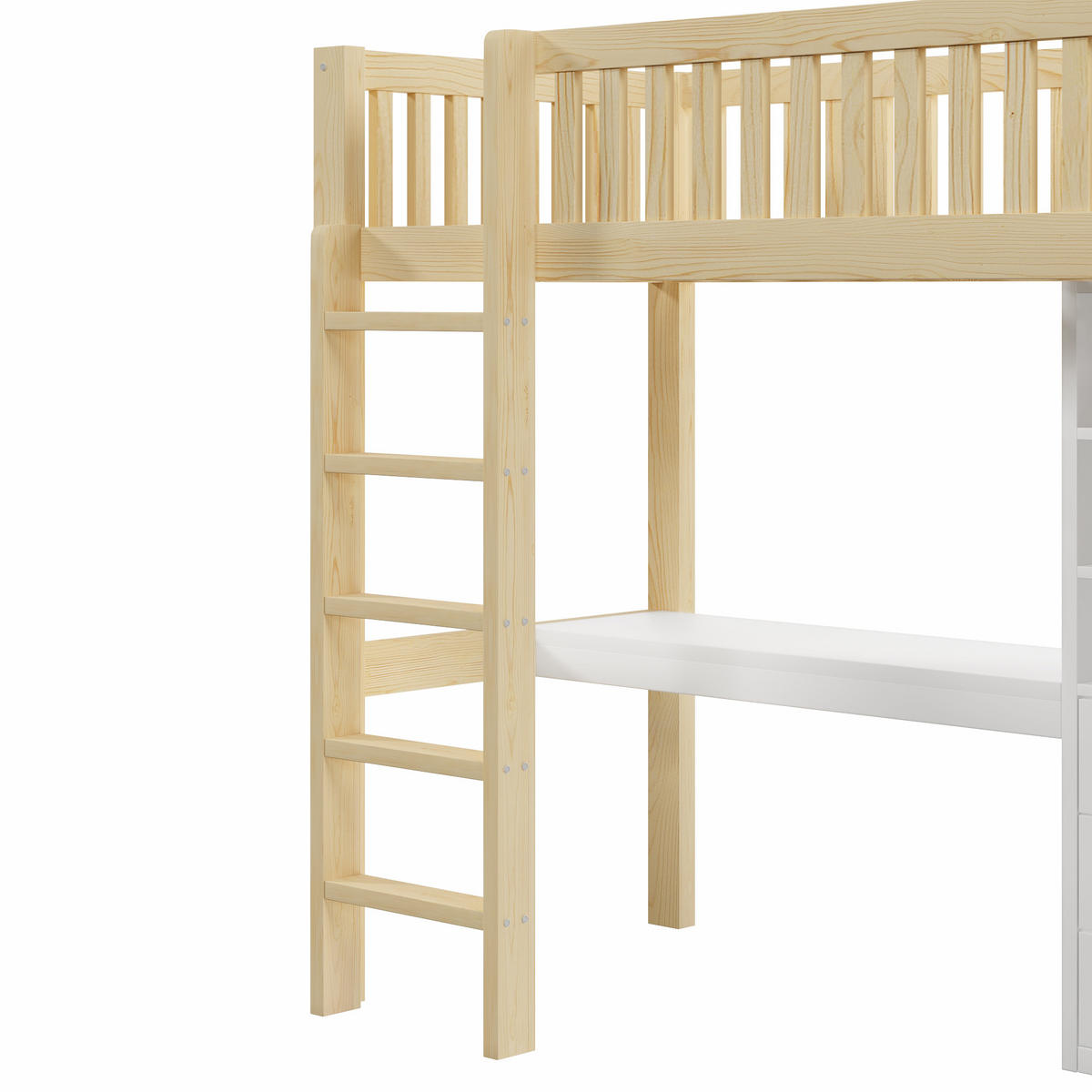 HOCHBETT 90x200cm Natur Holz Schreibtisch Kleiderschrank 3 Schubladen - Naturfarben, Holz (90/200cm) - FLIEKS