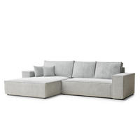 ECKSOFA Maze Grau Chenille-Stoff - Links Seite - Schwarz/Grau, Holz/Holzwerkstoff (185/294cm) - Maison de Reve
