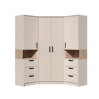 ECKSCHRANK ZWEI REGALE GRANT SET 17/C GRAUBEIGE CASHMERE 143/195/143 - Kaschmir/Schwarz, Holzwerkstoff (143/143/195cm) - Marmex Möbel