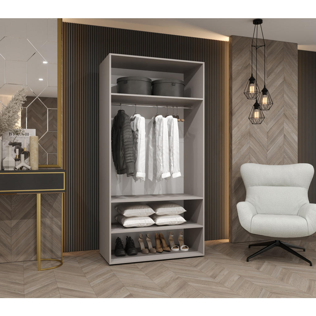 Thumbnail - Abiks Möbel Drehtürenschrank, Schwarz, Schwarz, Holz, Nachbildung, 3 Fächer, Rechteckig, 100x202x52 cm, Schlafzimmer, Kl...