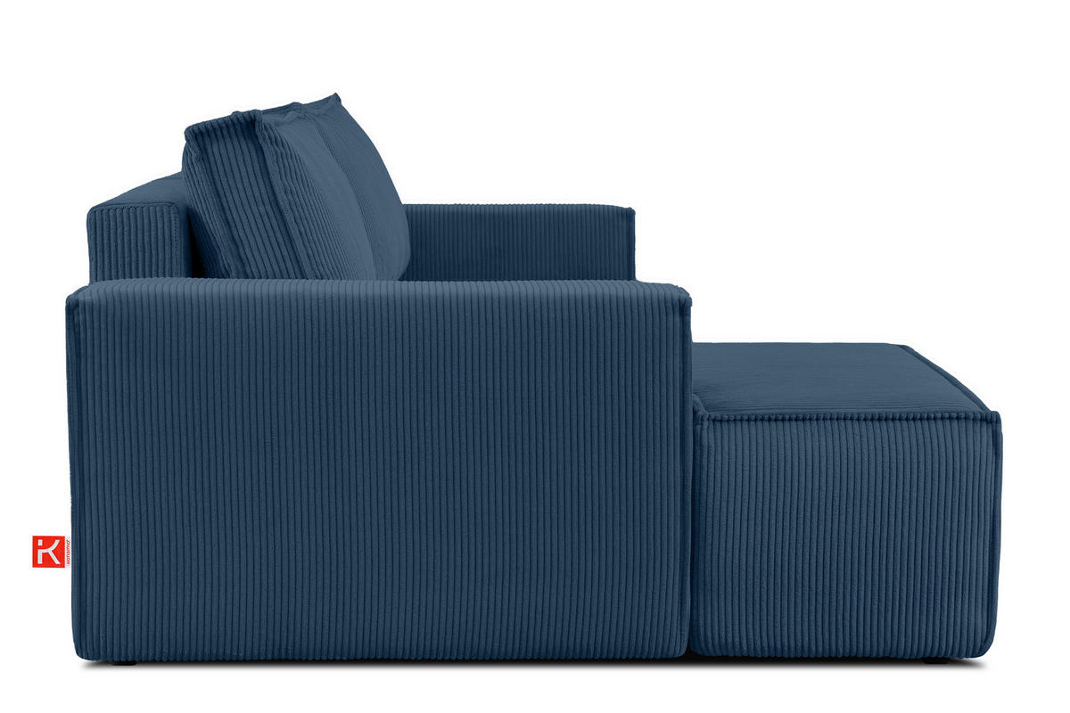 ECKSCHLAFSOFA-LINKS NAPI in Pet Friendly Cord-Stoff, marineblau - Blau/Schwarz, Textil (262/148cm) - KONSIMO®