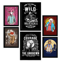 POSTER Set Mit 6 Wild In Rustikale Zitate A3 & A4 Schwarzer Rahmen - Schwarz, Papier (29/3cm) - Nacnic
