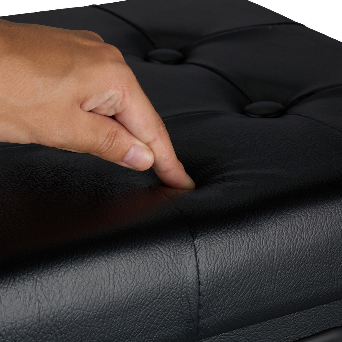 HOCKER - Schwarz, Holzwerkstoff/Kunststoff (37/39/37cm) - Relaxdays