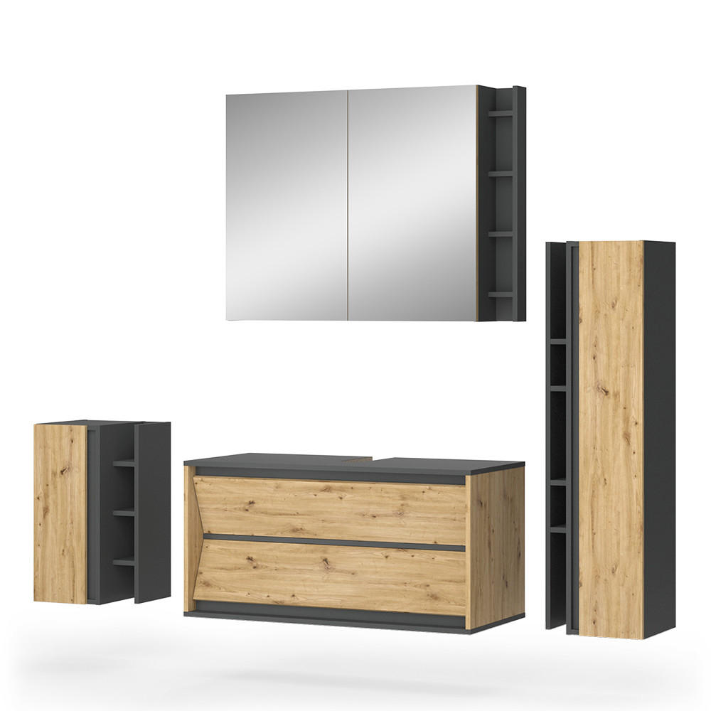 KOUPELNOVÝ NÁBYTEK Edelin Antracit/Artisan - antracitová, kompozitní dřevo (100/50/45cm) - Vicco