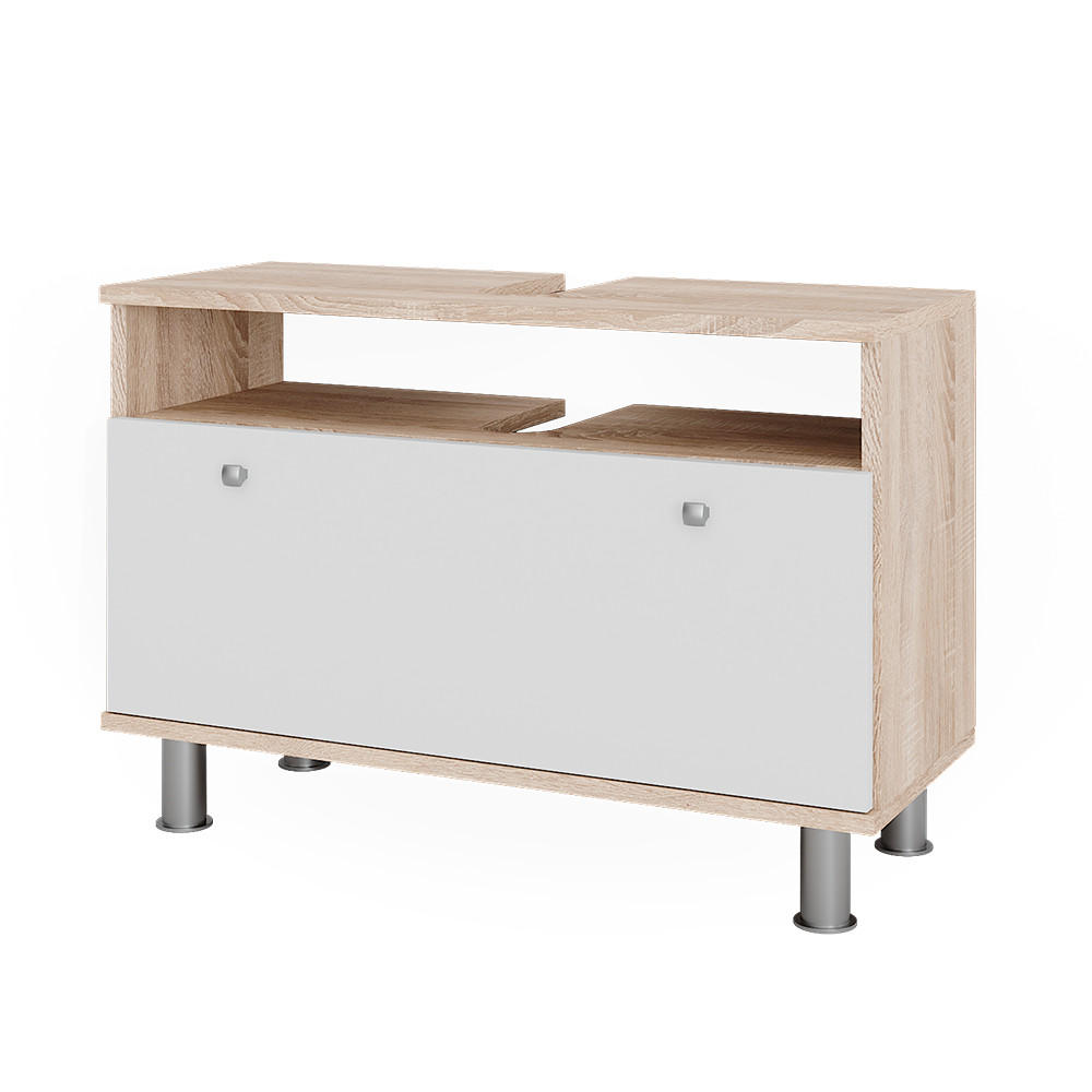 WASCHBECKENUNTERSCHRANK Fynn Sonoma/Weiß 80.2 x 54 cm mit Schublade - Weiß/Sonoma Eiche, Holzwerkstoff (80.2/54/32cm) - Vicco