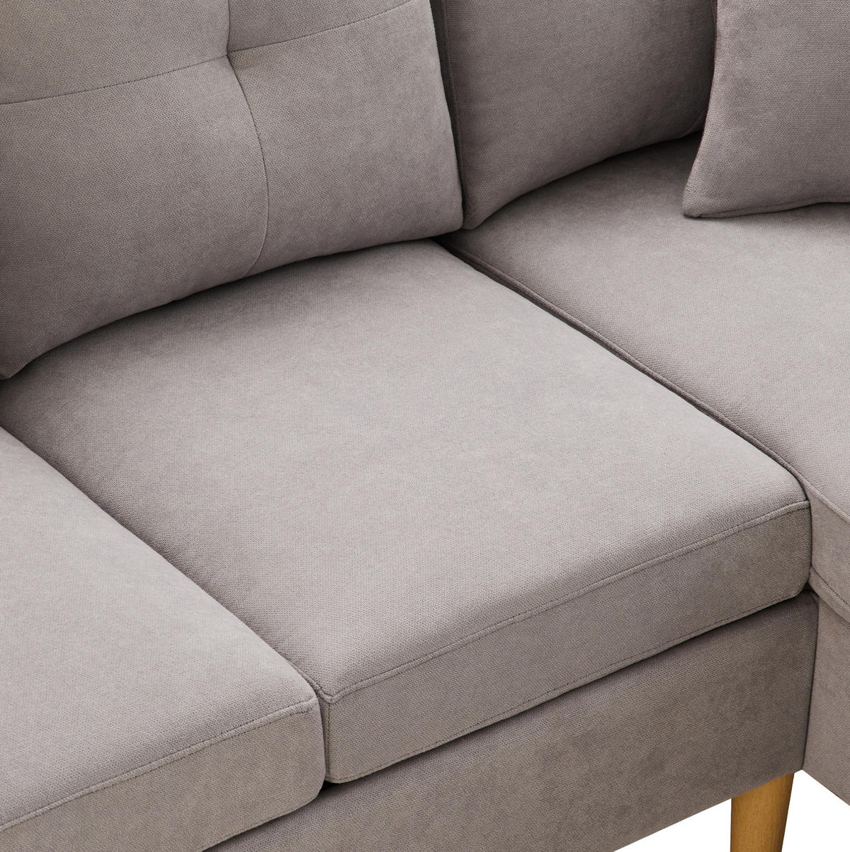 SOFA mit Chaiselongue und Stauraum 175 x 129 cm Baumwoll-Leinen Hellgrau - Hellgrau, Textil (175/129cm) - IVMEU