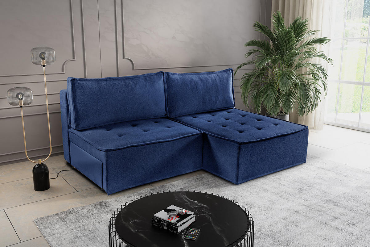ECKSOFA Bohoo Mini Modernes Mit Schlaffunktion Blau Rechts - Blau, Holz (200/140cm) - Kaiser Möbel