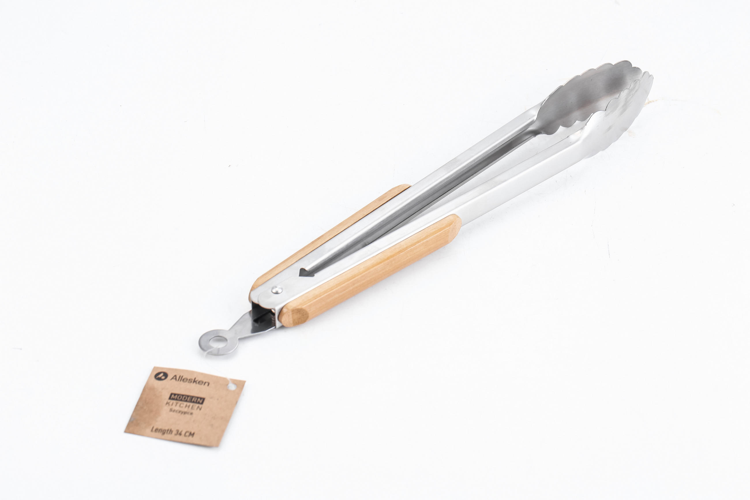 KÜCHENZANGE Modern Kitchen Naturfarbe Silber 26.5/1/26.5 cm Holz - Silberfarben/Naturfarben, Holz/Metall - Mondex