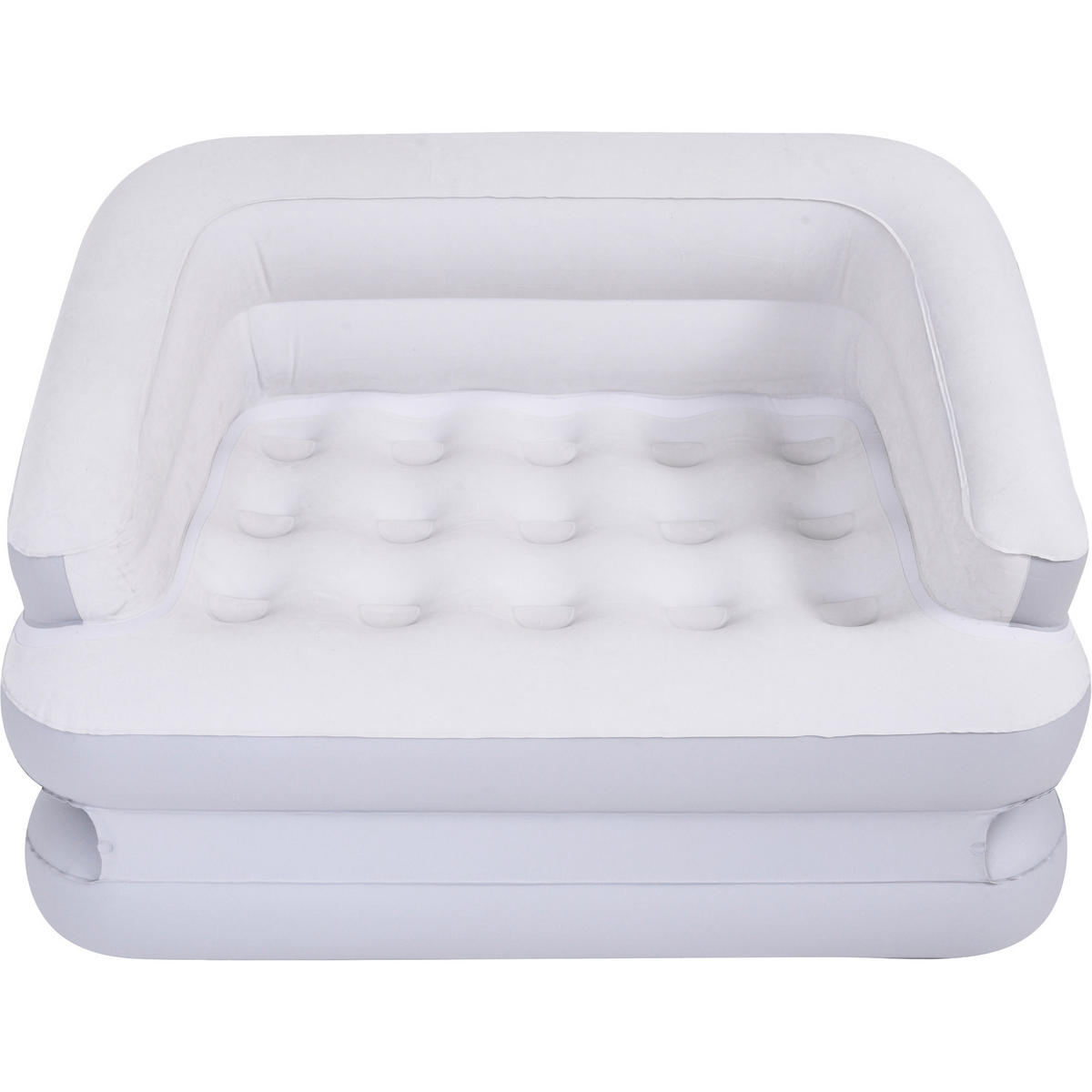 LUFTSOFA aufblasbares Sofa 198 x 138 x 62 cm weiß-grau wandelbar zum Doppelbett - Weiß/Grau, Kunststoff (138/62/198cm) - Avenli