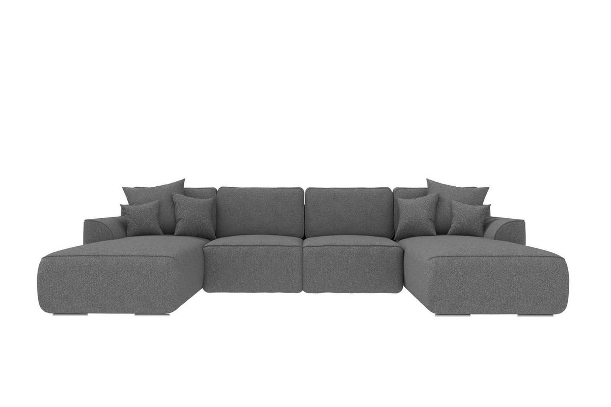 WOHNLANDSCHAFT GUSTO Strukturstoff Anthrazit inkl. Schlaffunktion - Chromfarben/Anthrazit, Kunststoff/Textil (306/96/194cm) - 99rooms