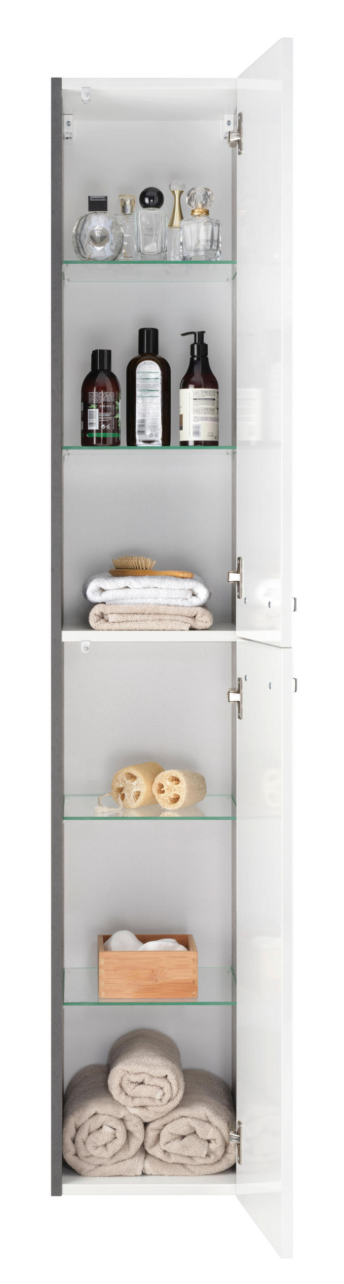 HOCHSCHRANK Carin in Weiß - Dunkelgrau, Holzwerkstoff (30/168/32.6cm) - Mömax