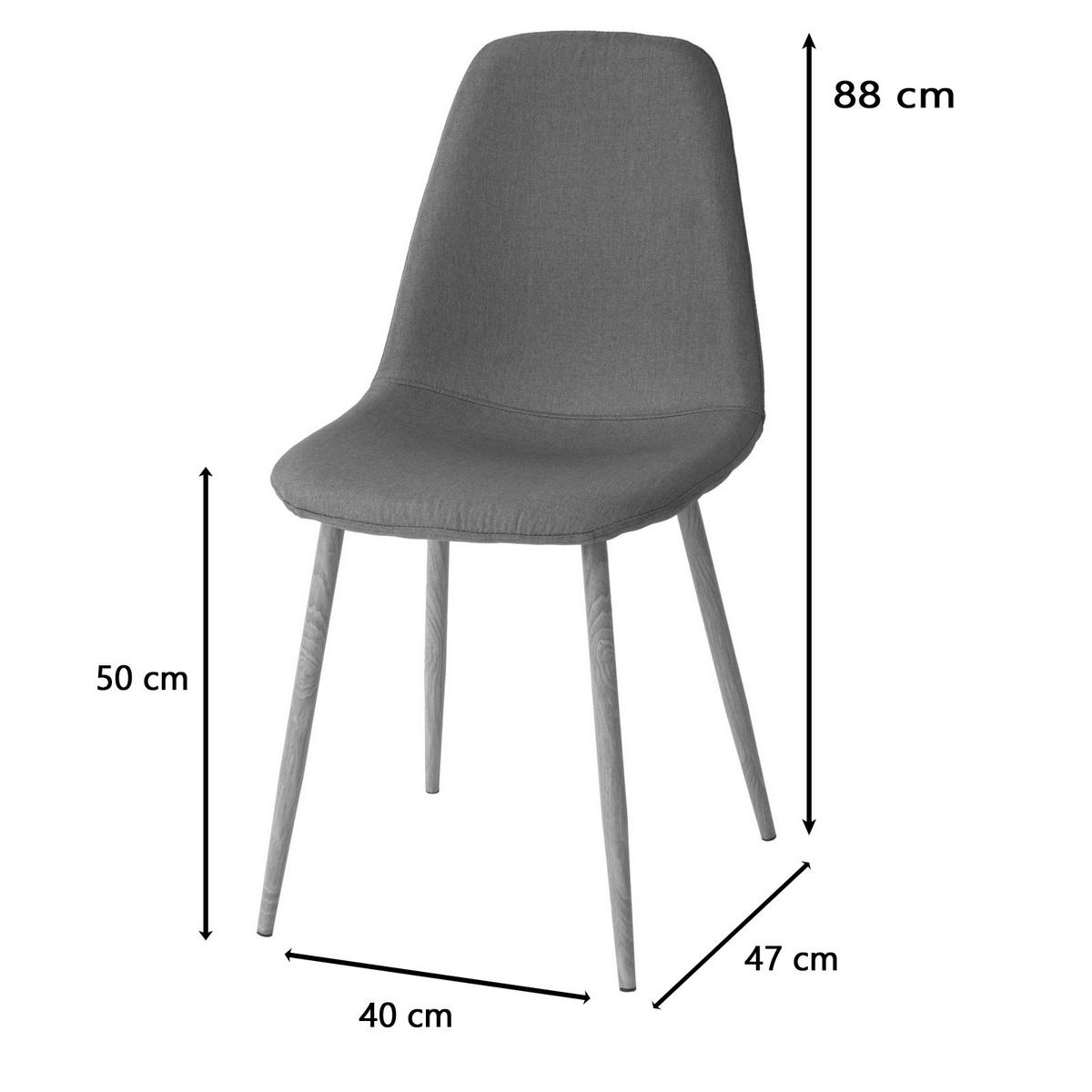 STUHL BARI Stoffbezug Metallbeine 4er Set Grau - Grau, Textil/Metall (44/87/47cm) - Albatros