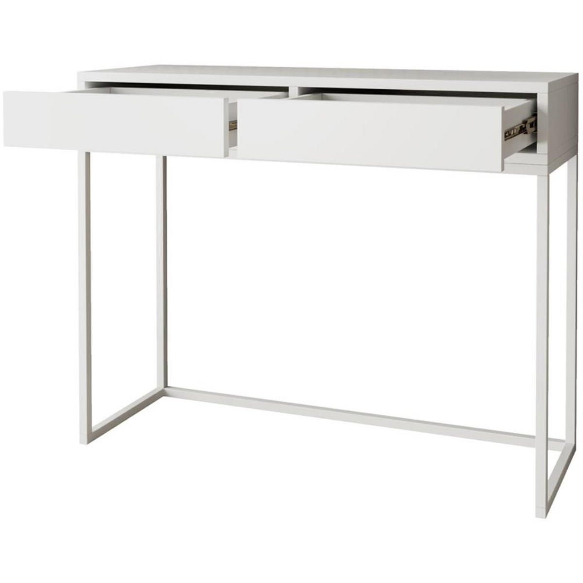 KONSOLENTISCH Lango 100/85/35 weiß mit weißen Matellbeinen - Weiß, Holzwerkstoff/Metall (35/100/85cm) - Beautysofa