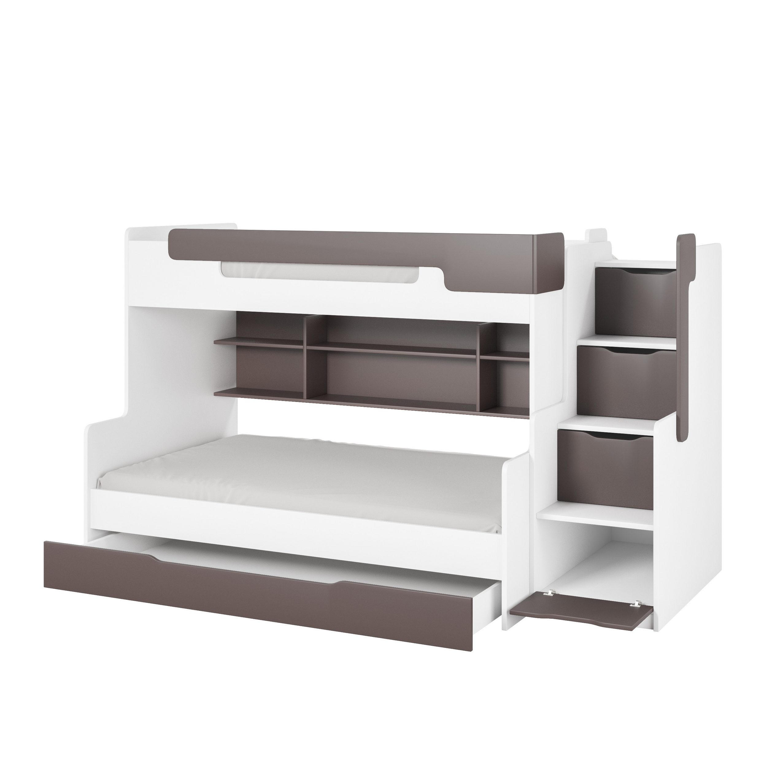 ETAGENBETT HARRY 90/200 + 120/200 in Weiß + Grau - Weiß/Grau, Holzwerkstoff - Deine Möbel 24