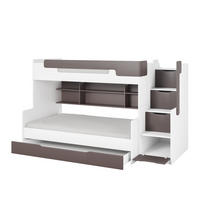 ETAGENBETT HARRY 90/200 + 120/200 in Weiß + Grau - Weiß/Grau, Holzwerkstoff - Deine Möbel 24