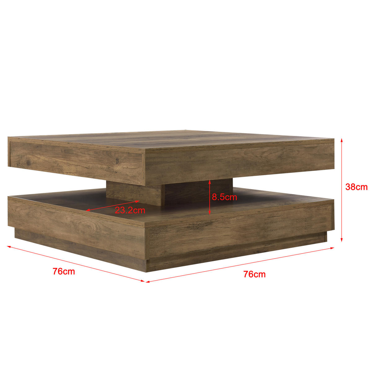 COUCHTISCH Florenz 76/76/38 cm - Braun, Holzwerkstoff (76/76/38cm) - [en.casa]