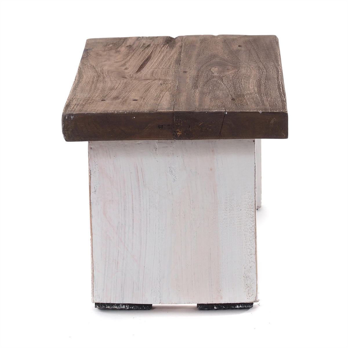FUSSHOCKER SCHEMEL Recyclingholz massiv 05 weiß-natur - Multicolor, Holz (29/18/19cm) - DESIGN DELIGHTS