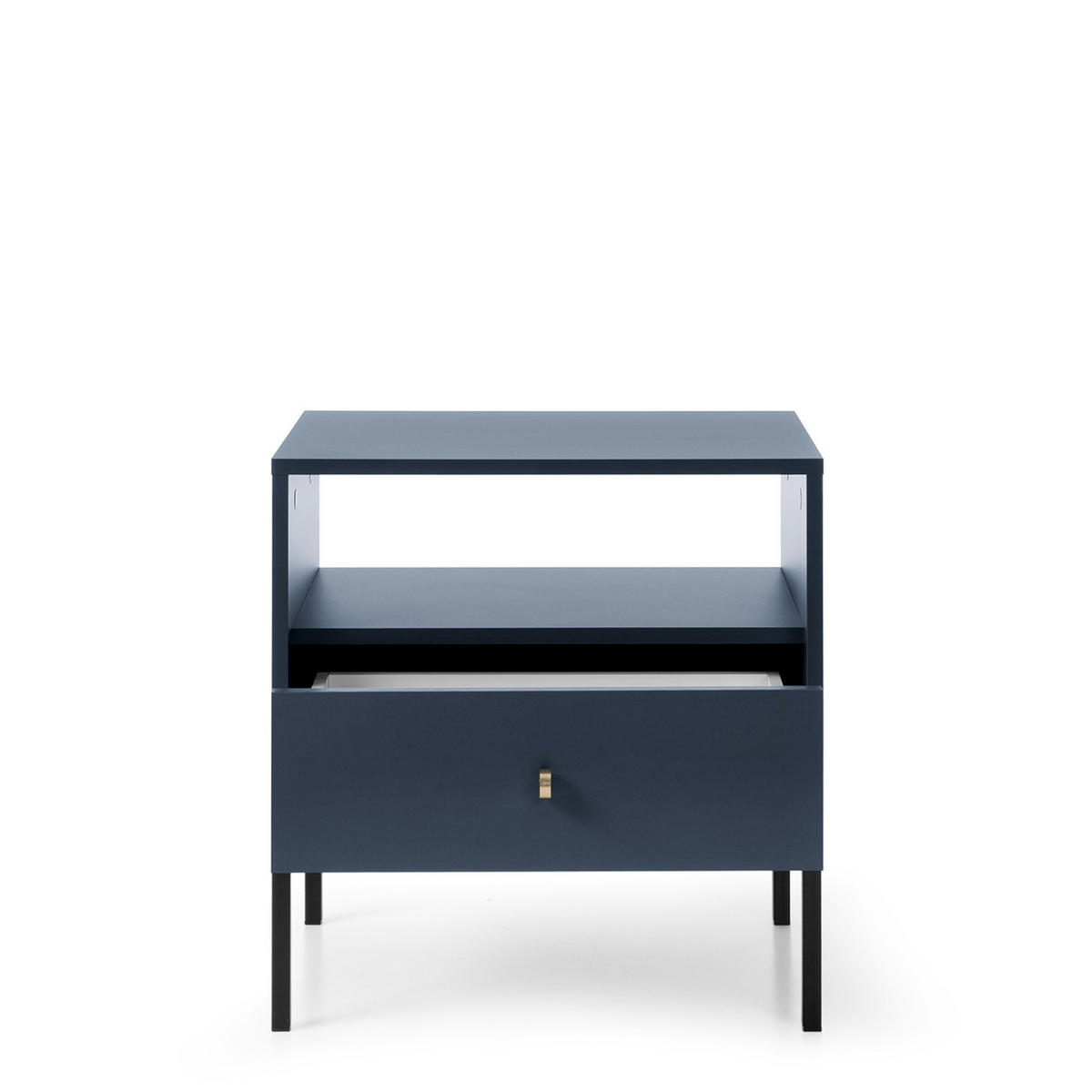 NACHTTISCH MONCTON STO2-1S Metalgriffe, Dunkelblau - Dunkelblau, Holzwerkstoff/Kunststoff (54/56/39cm) - Komodee